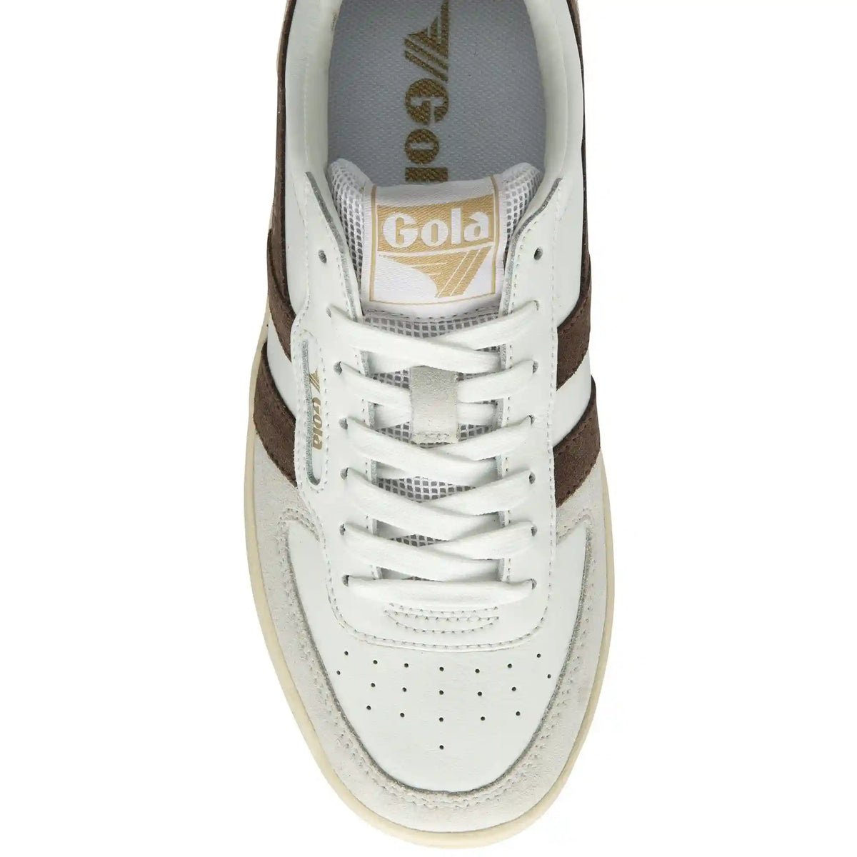 Gola Classics Women's Hawk Sneakers - White/Dark Brown/Gold