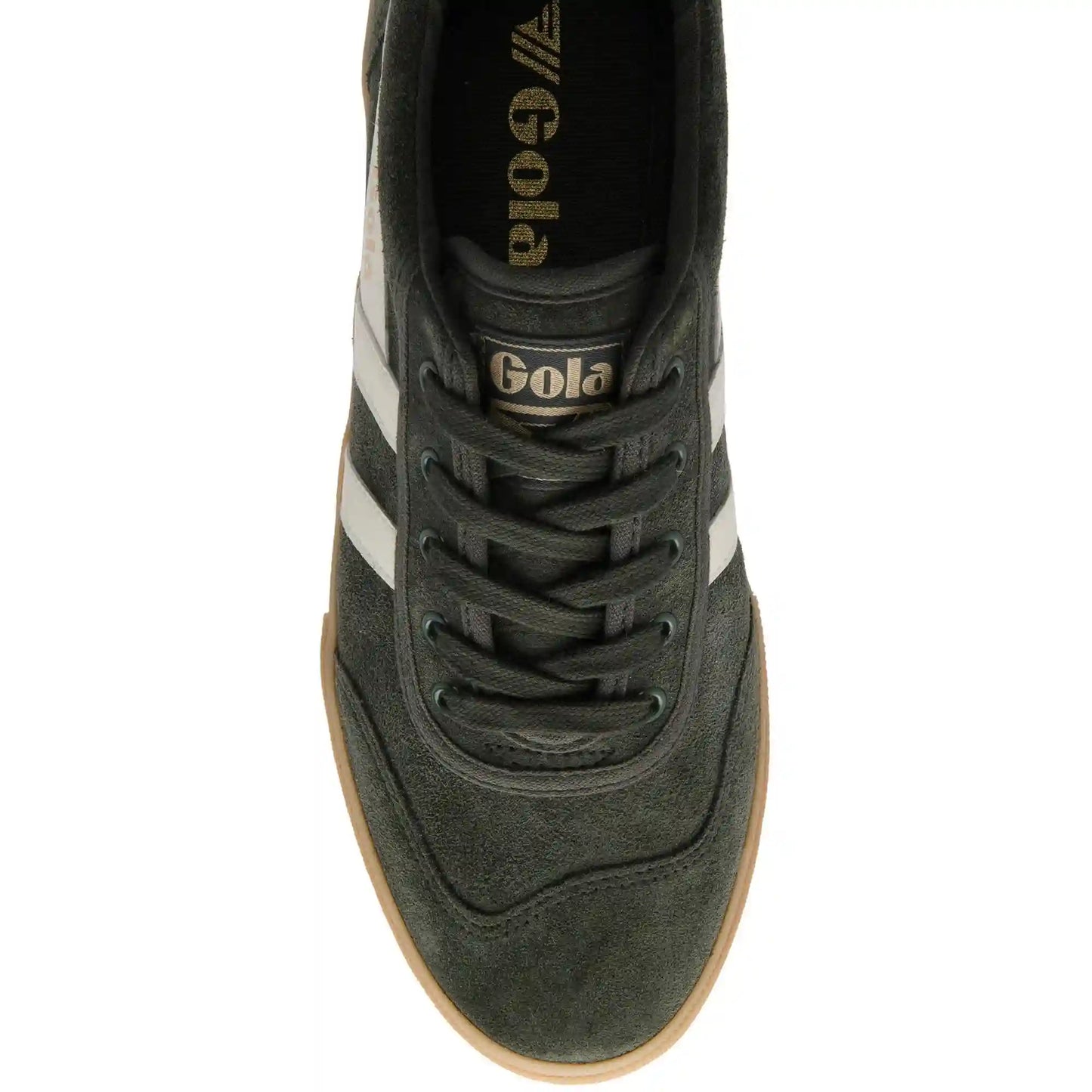 Gola Classics Men's Badminton Suede Plimsoll Sneakers - Dark Khaki/Off White/Gum