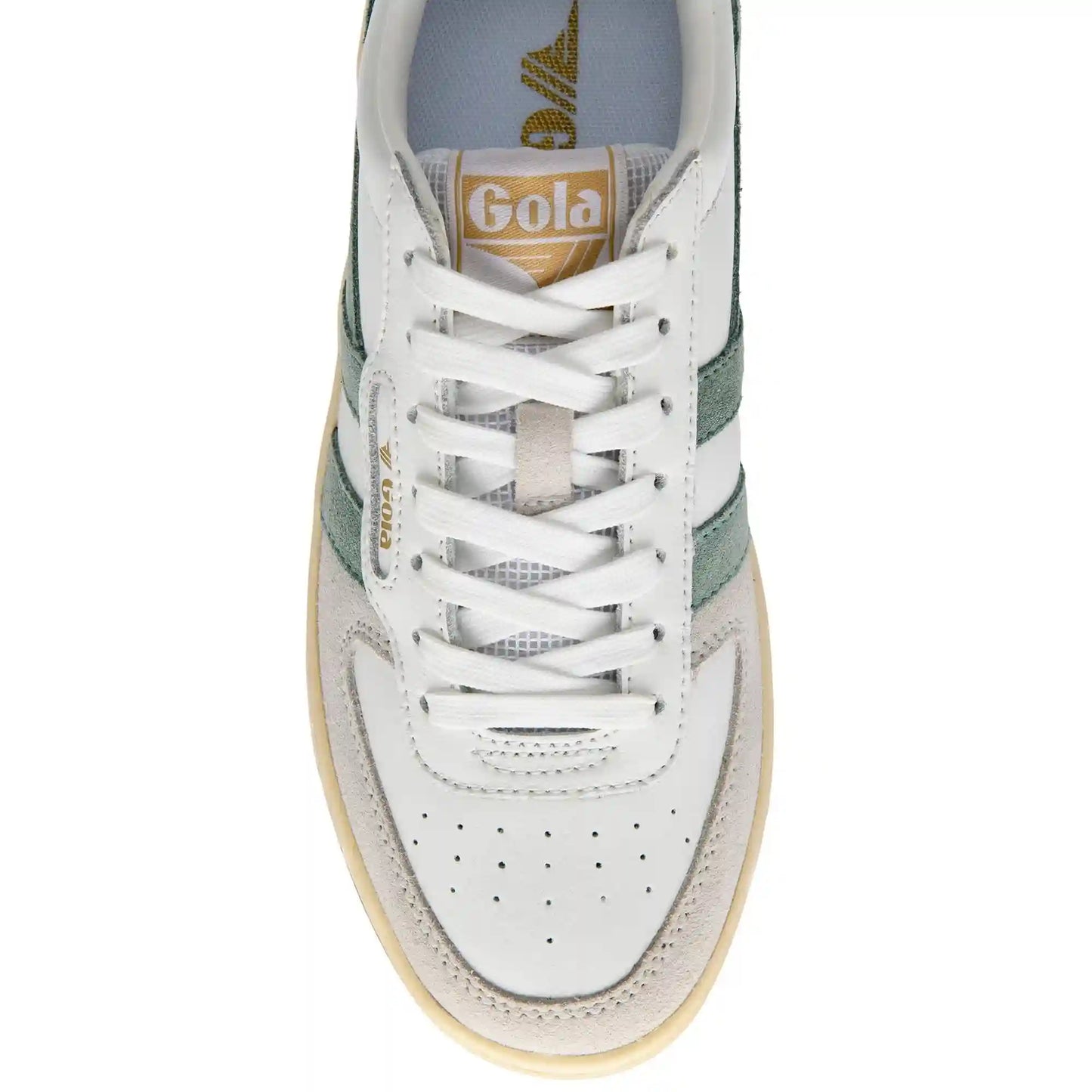 Gola Classics Women's Hawk Sneakers - White/Green Mist/Gold