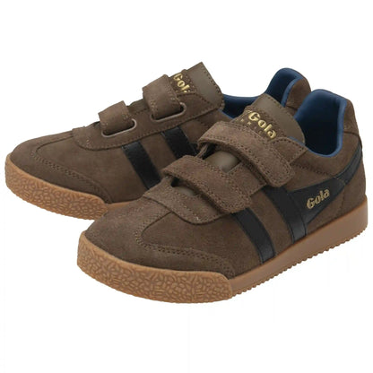 Gola Classics Kids' Harrier Strap Sneakers - Otter/Black/Marine Blue