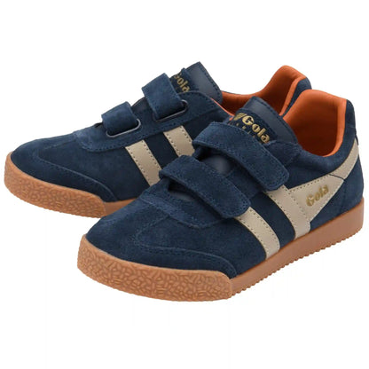Gola Classics Kids' Harrier Strap Sneakers - Navy/Bone/Moody Orange