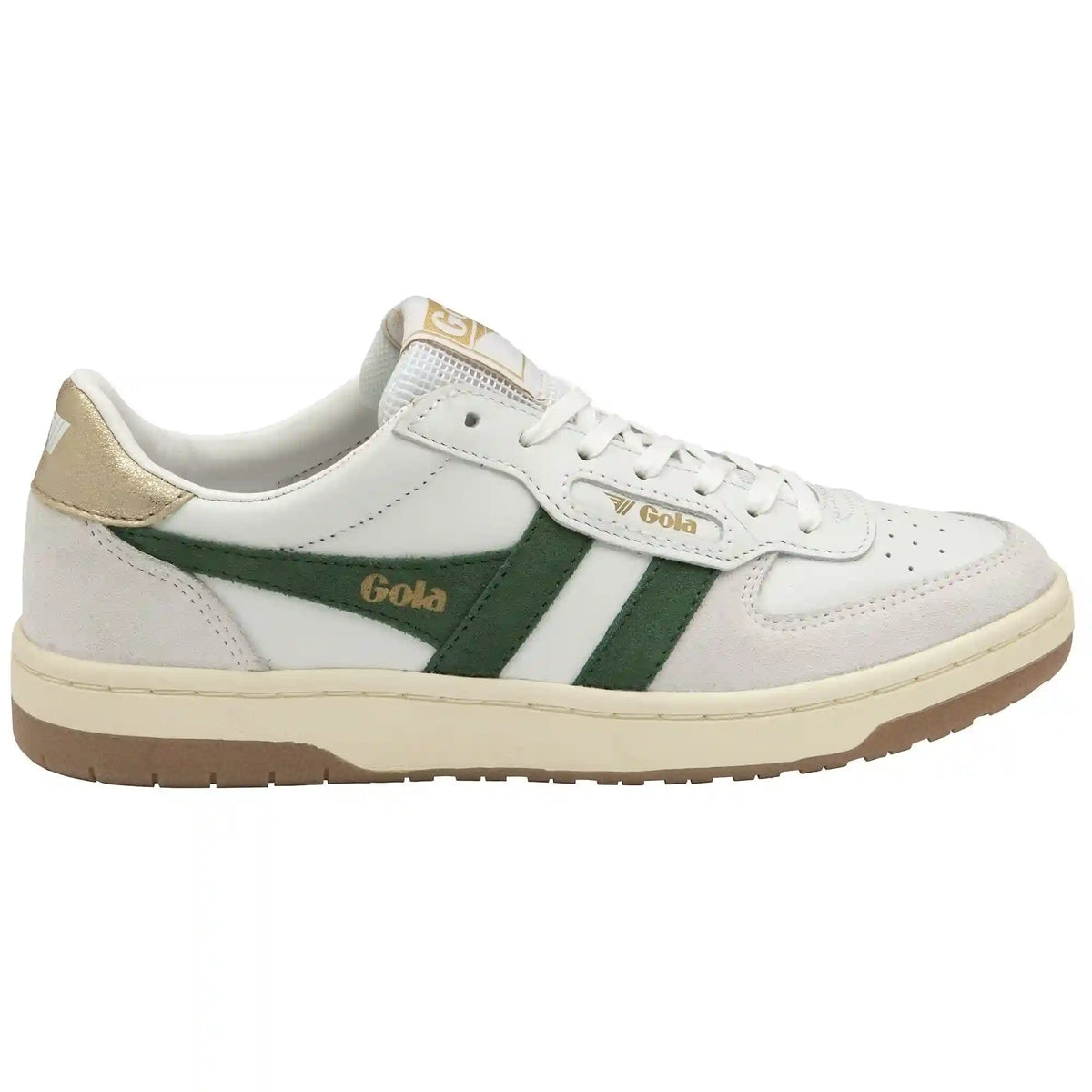 Gola Classics Women's Hawk Sneakers - White/Dark Green/Gold