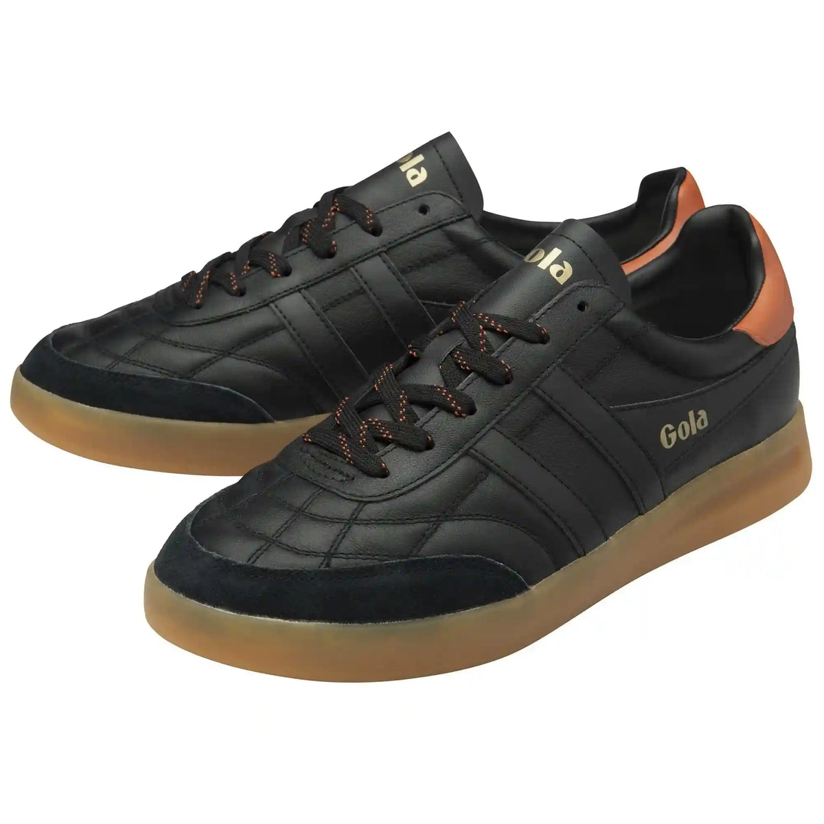 Gola Classics Men's Stadia Leather Sneakers - Black/Moody Orange/Gum