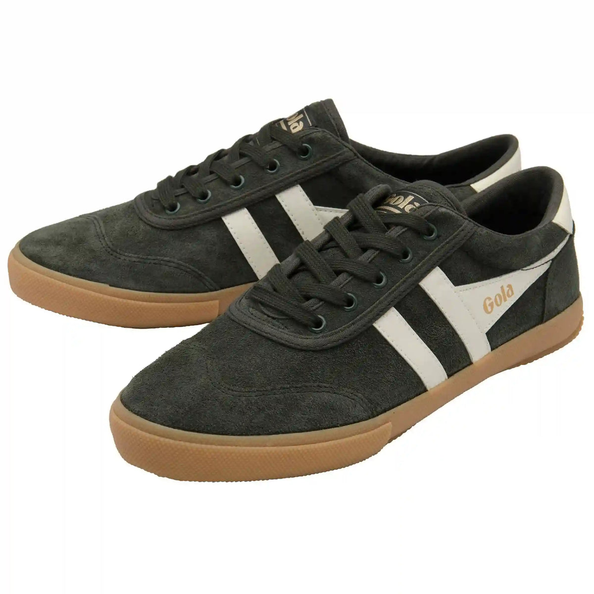 Gola Classics Men's Badminton Suede Plimsoll Sneakers - Dark Khaki/Off White/Gum