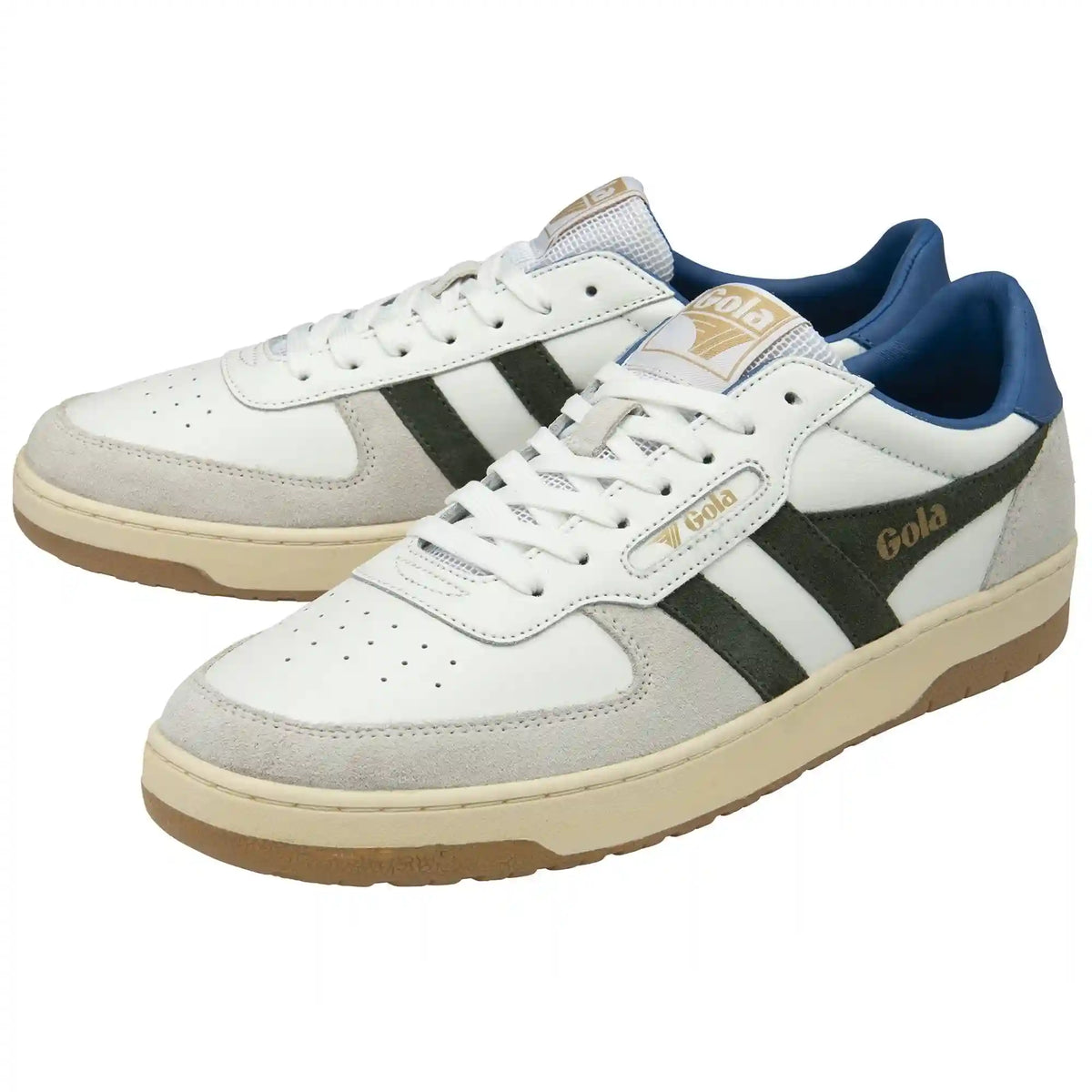 Gola Classics Men's Hawk Sneakers - White/Dark Khaki/Sapphire