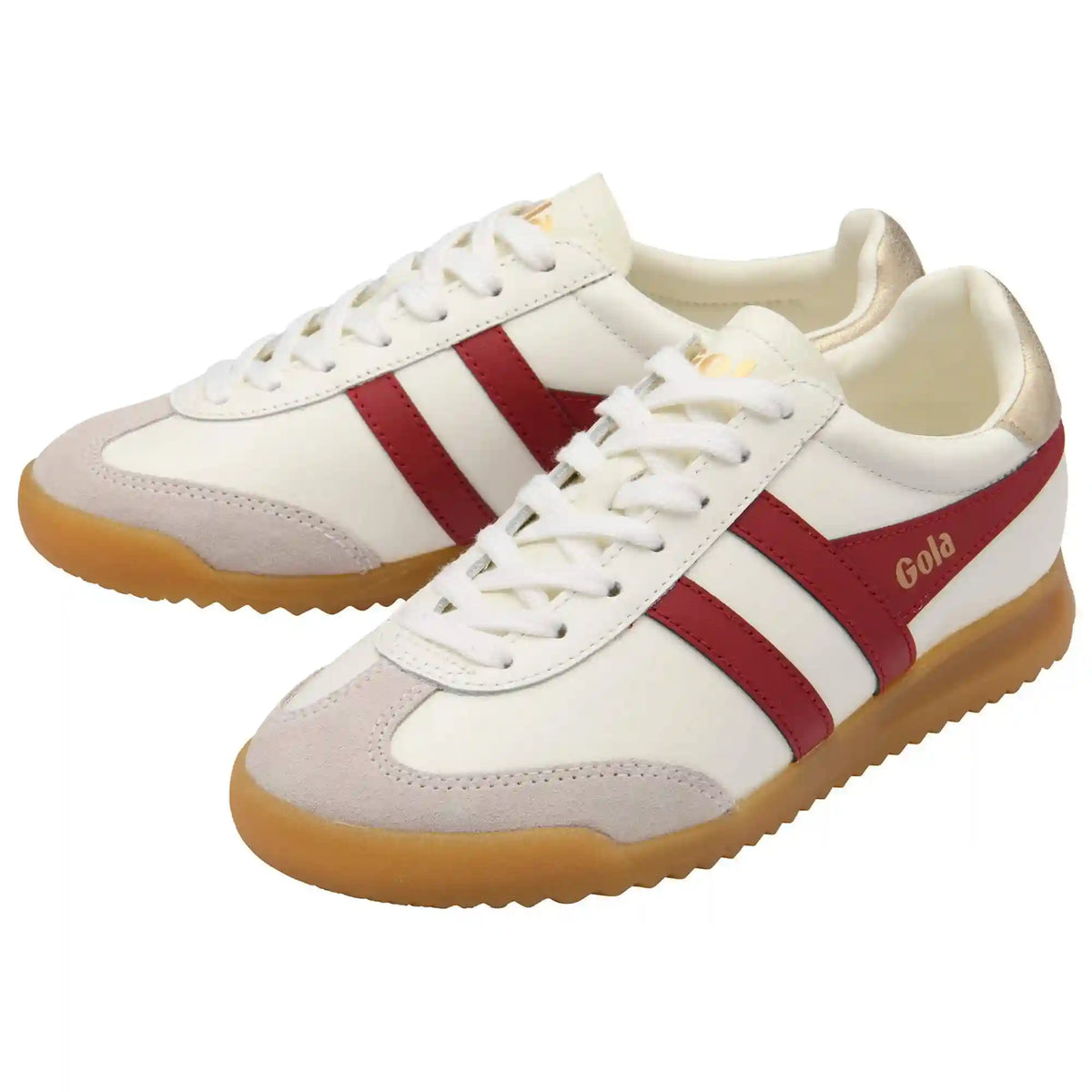Gola Classics Women's Torpedo Leather Sneakers - Off White/Deep Red/Gold