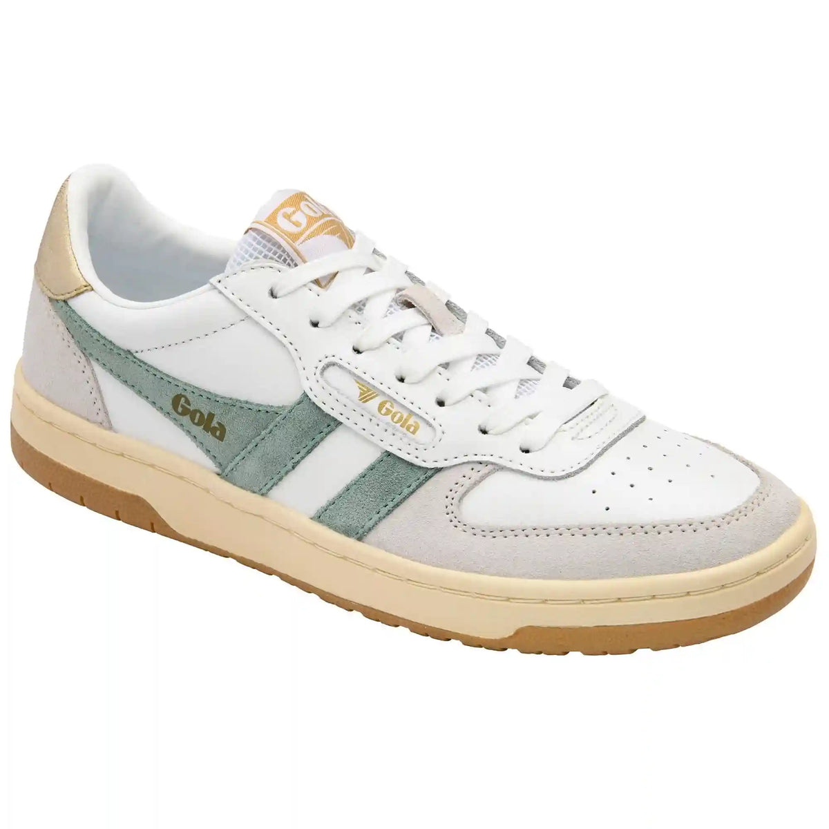 Gola Classics Women's Hawk Sneakers - White/Green Mist/Gold