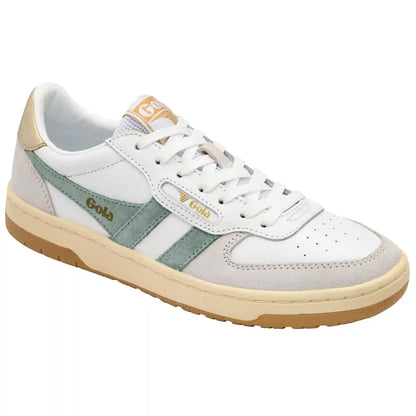 Gola Classics Women's Hawk Sneakers - White/Green Mist/Gold