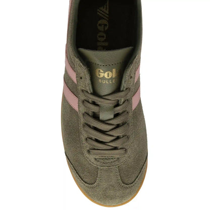 Gola Classics Women's Bullet Suede Sneakers - Khaki/Coral Pink/Dark Brown