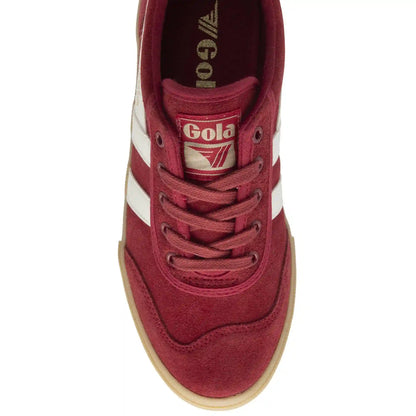Gola Classics Women's Badminton Suede Plimsoll Sneakers - Deep Red/Off White/Gum