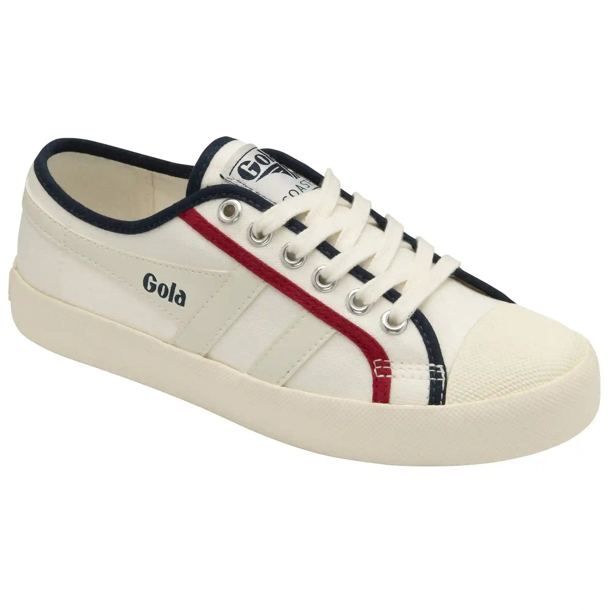 Vegan Gola Classics Women's Coaster Smash - Off White/Navy/Deep Red