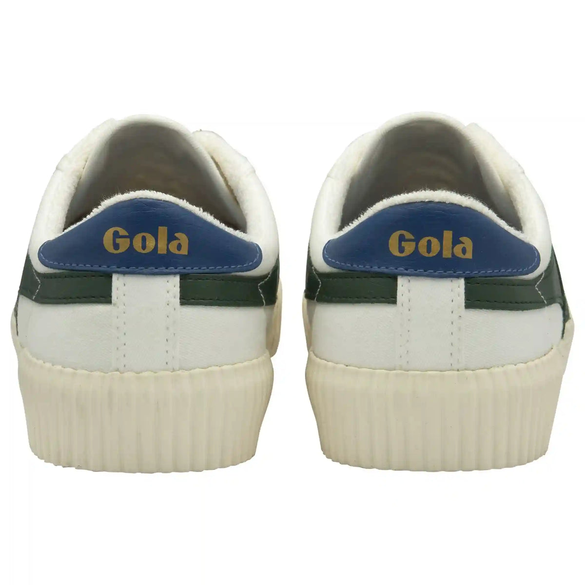 Vegan Gola Classics Men's Rally Plimsoll Sneakers - Off White/Evergreen/Marine Blue