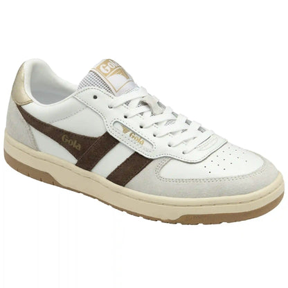 Gola Classics Women's Hawk Sneakers - White/Dark Brown/Gold
