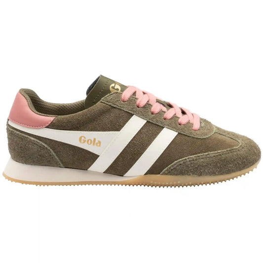 Gola Classics Women's Sprinter Suede Sneakers - Khaki/Off White/Coral Pink