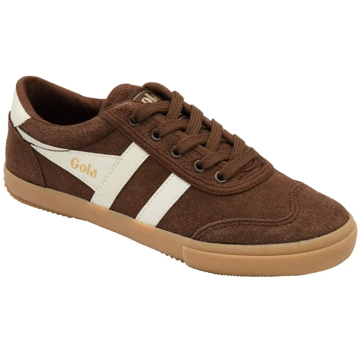 Gola Classics Women's Badminton Suede Plimsoll Sneakers - Dark Brown/Off White/Gum