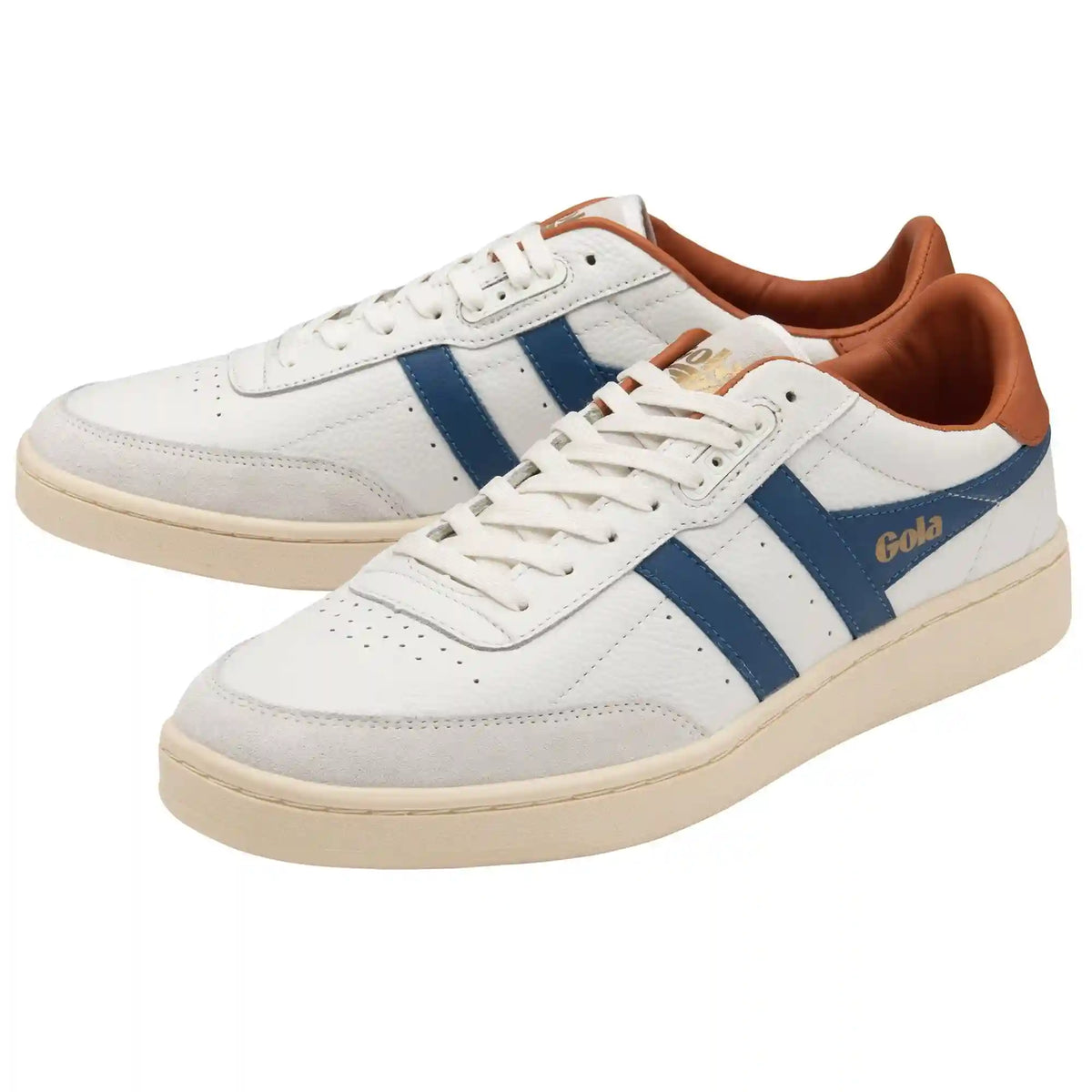 Gola Classics Men's Contact Leather Sneakers - White/Marine Blue/Moody Orange
