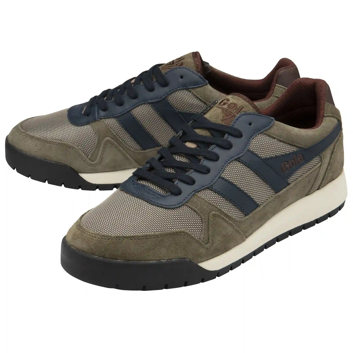 Gola Classics Men's Trek Low Sneakers - Khaki/Navy/Burgundy