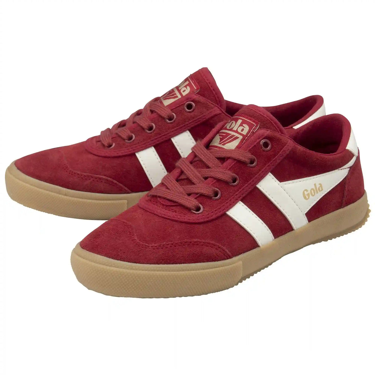 Gola Classics Women's Badminton Suede Plimsoll Sneakers - Deep Red/Off White/Gum