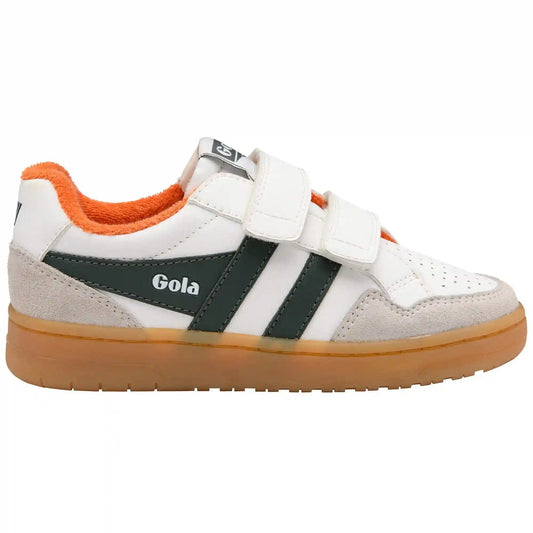 Gola Classics Kids' Eagle Strap Sneakers - White/Dark Khaki/Moody Orange/Gum