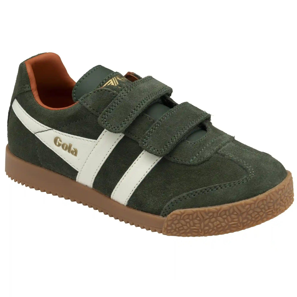 Gola Classics Kids' Harrier Strap Sneakers - Dark Khaki/Off White/Moody Orange
