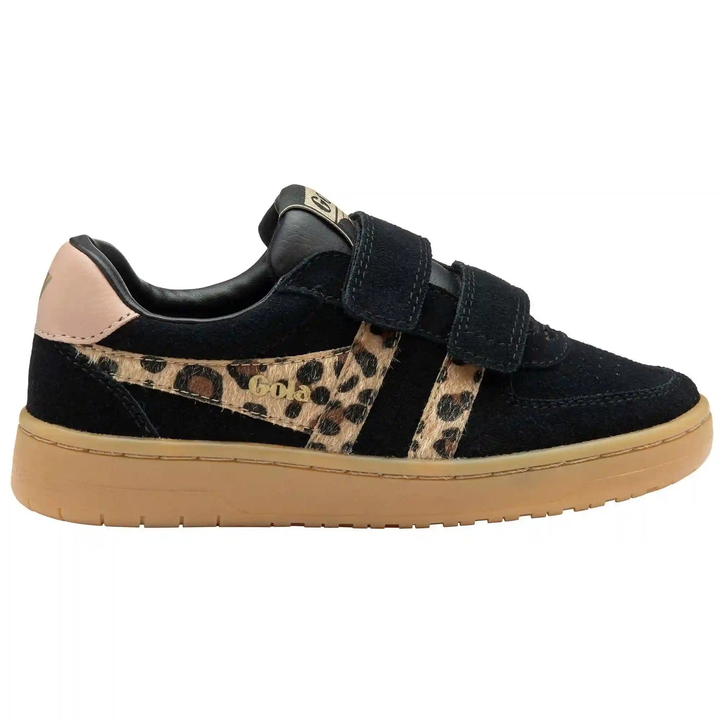 Gola Classics Kids' Hawk Suede Safari Strap Sneakers - Black/Leopard/Cameo/Gum