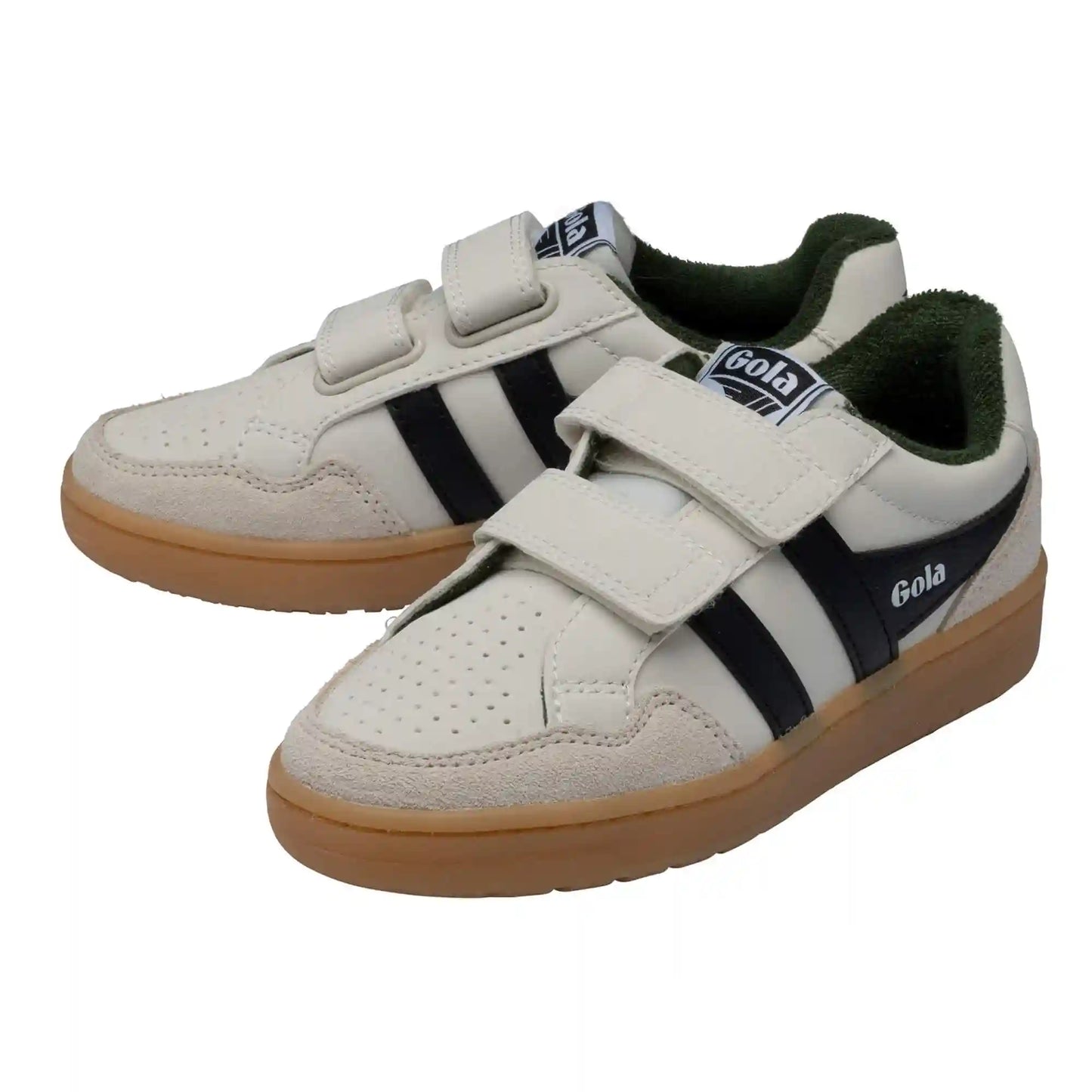 Gola Classics Kids' Eagle Strap Sneakers - Off White/Black/Evergreen/Gum