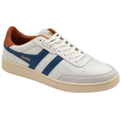 Gola Classics Men's Contact Leather Sneakers - White/Marine Blue/Moody Orange