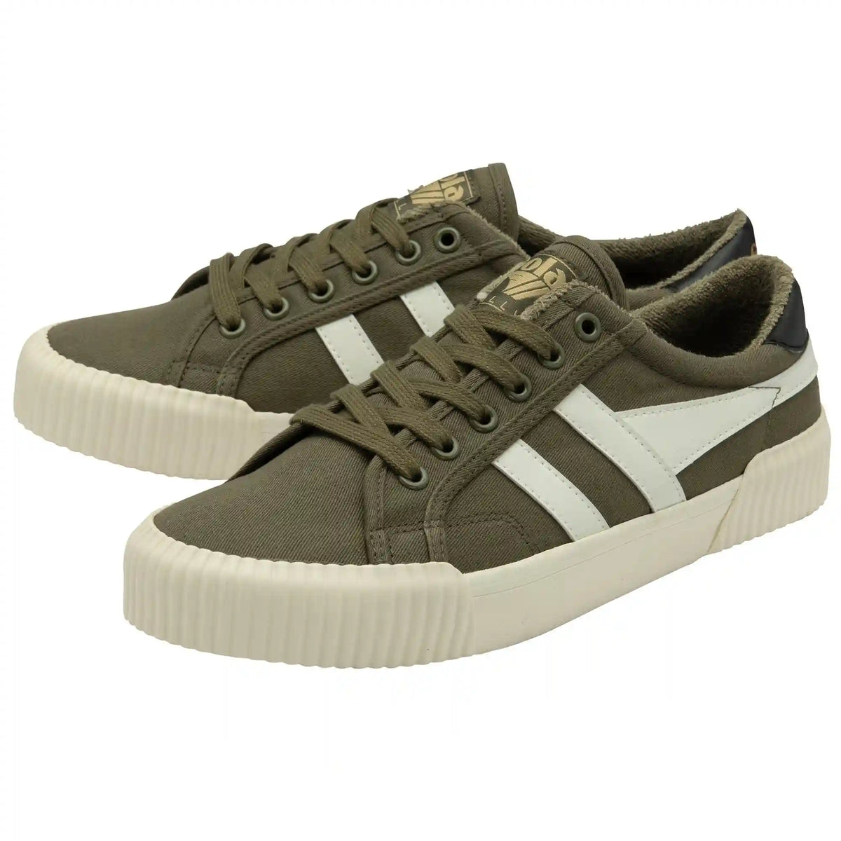 Vegan Gola Classics Men's Rally Plimsoll Sneakers - Khaki/Off White/Black
