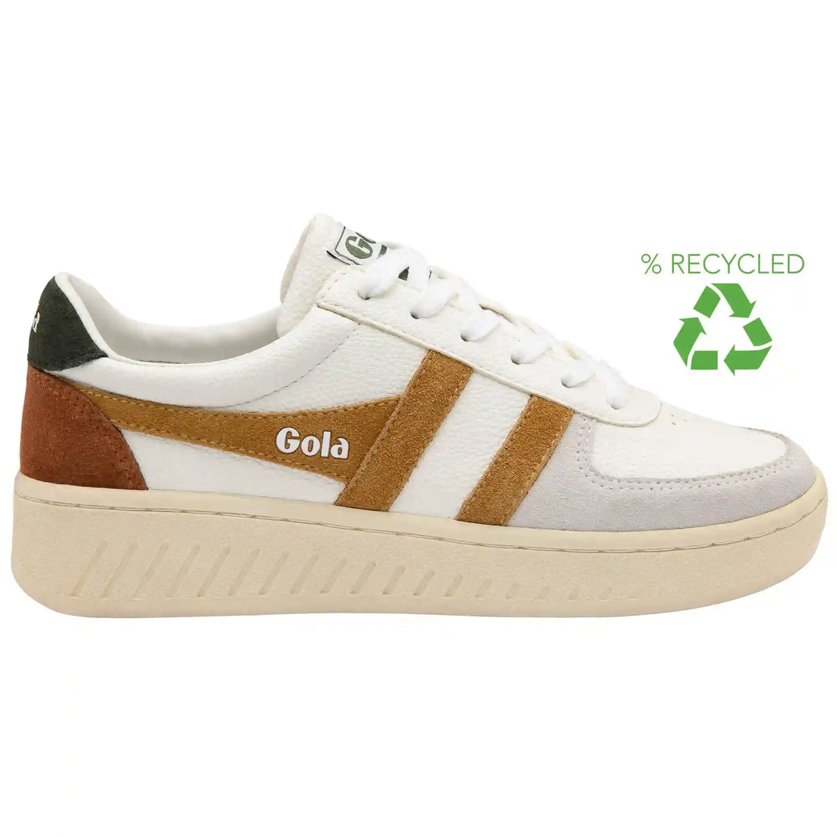 Gola Classics Women's Grandslam Trident Sneakers - White/Brown Sugar/Dark Khaki