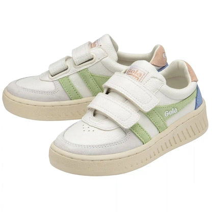 Gola Classics Kids' Grandslam Trident Strap Sneakers - White/Patina Green/Pearl Pink