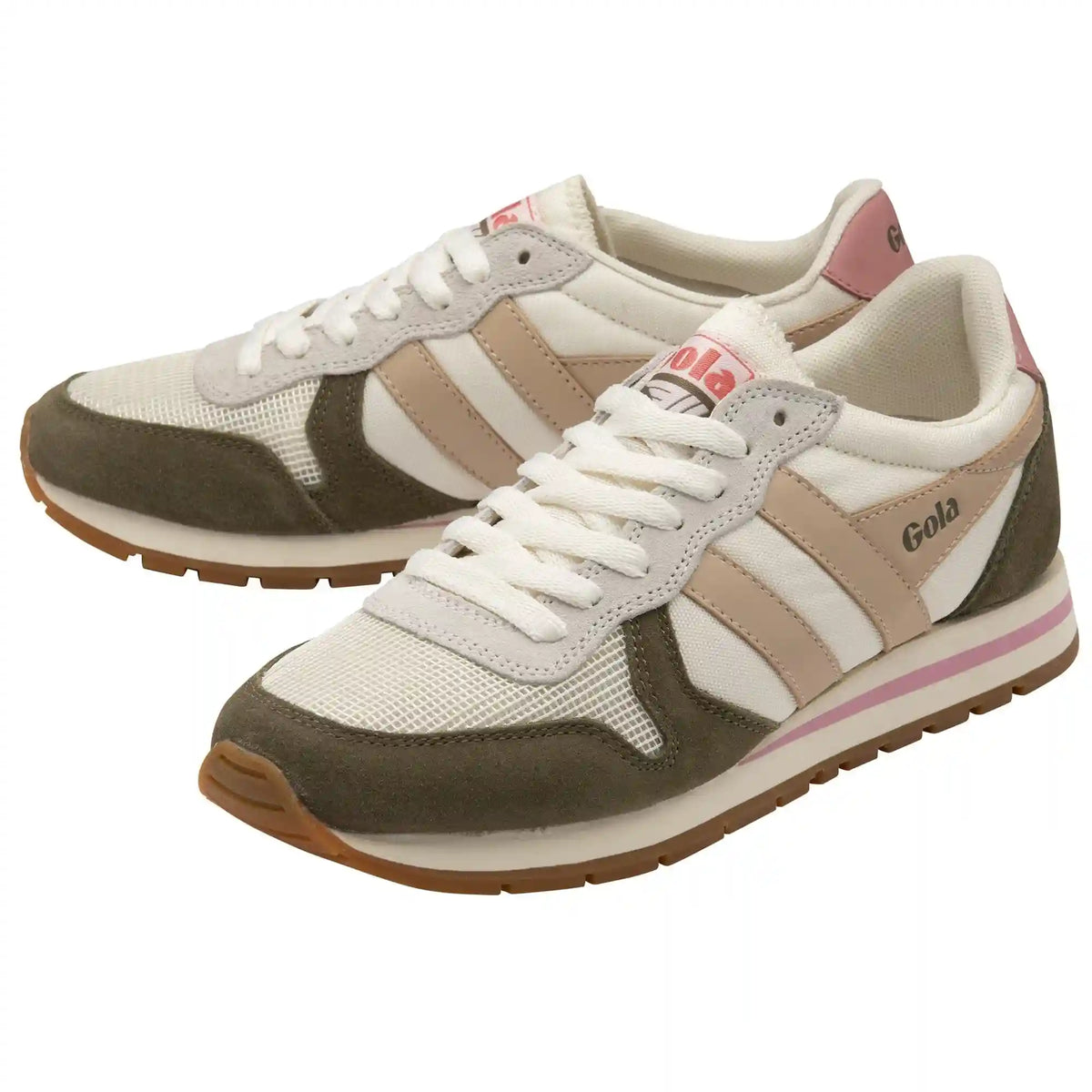 Gola Classics Women's Daytona Sneakers - Off White/Khaki/Pearl Pink