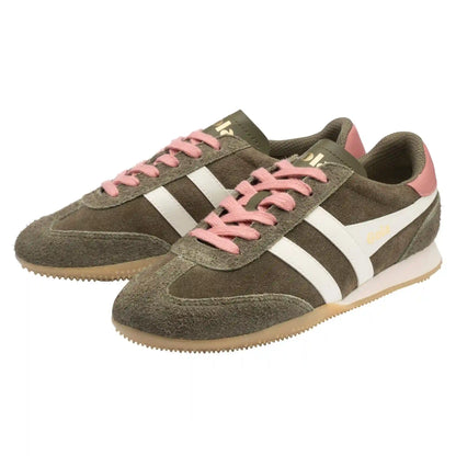 Gola Classics Women's Sprinter Suede Sneakers - Khaki/Off White/Coral Pink