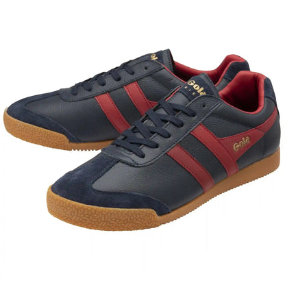 Gola Classics Men's Harrier Leather Sneakers - Navy/Deep Red/Deep Red