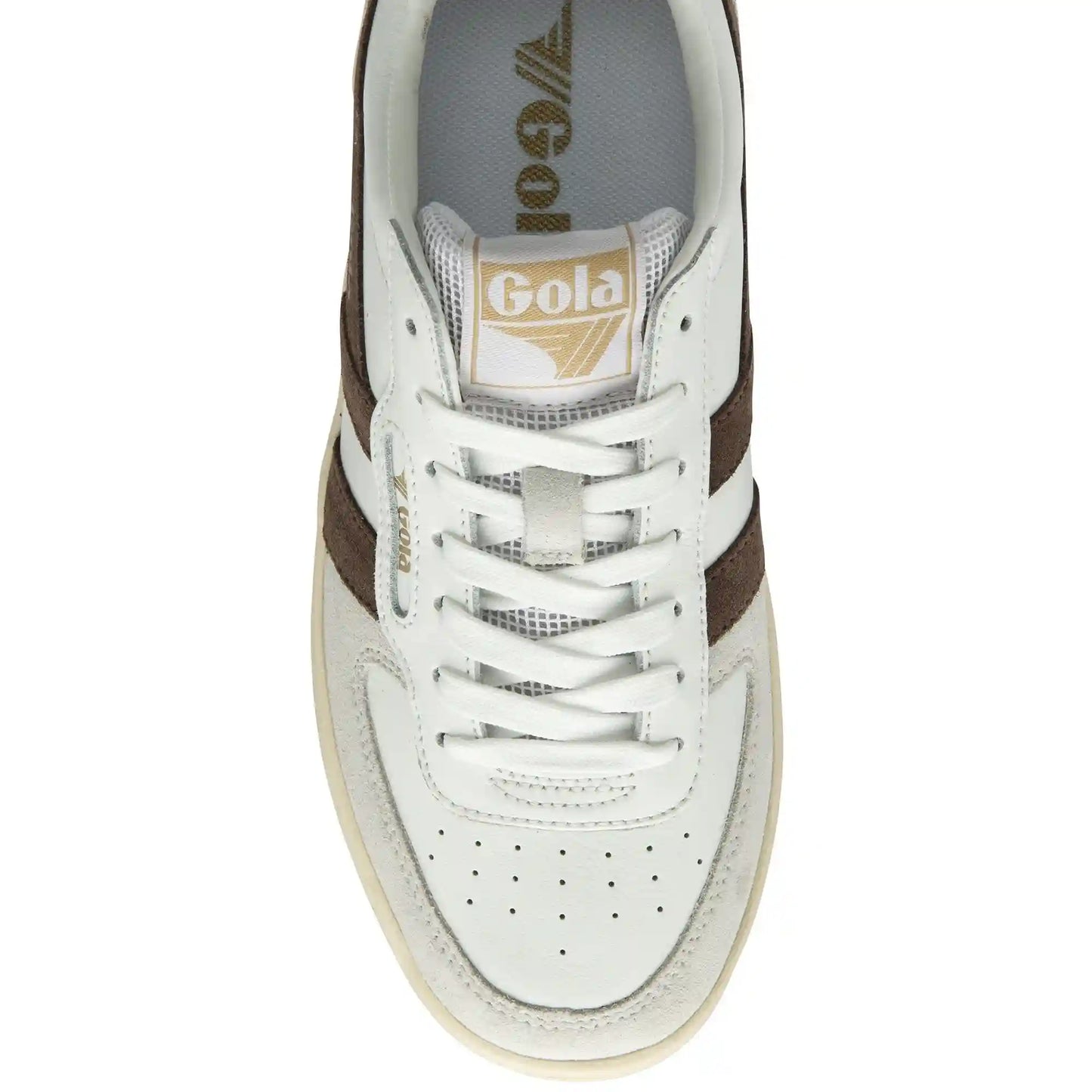 Gola Classics Women's Hawk Sneakers - White/Dark Brown/Gold