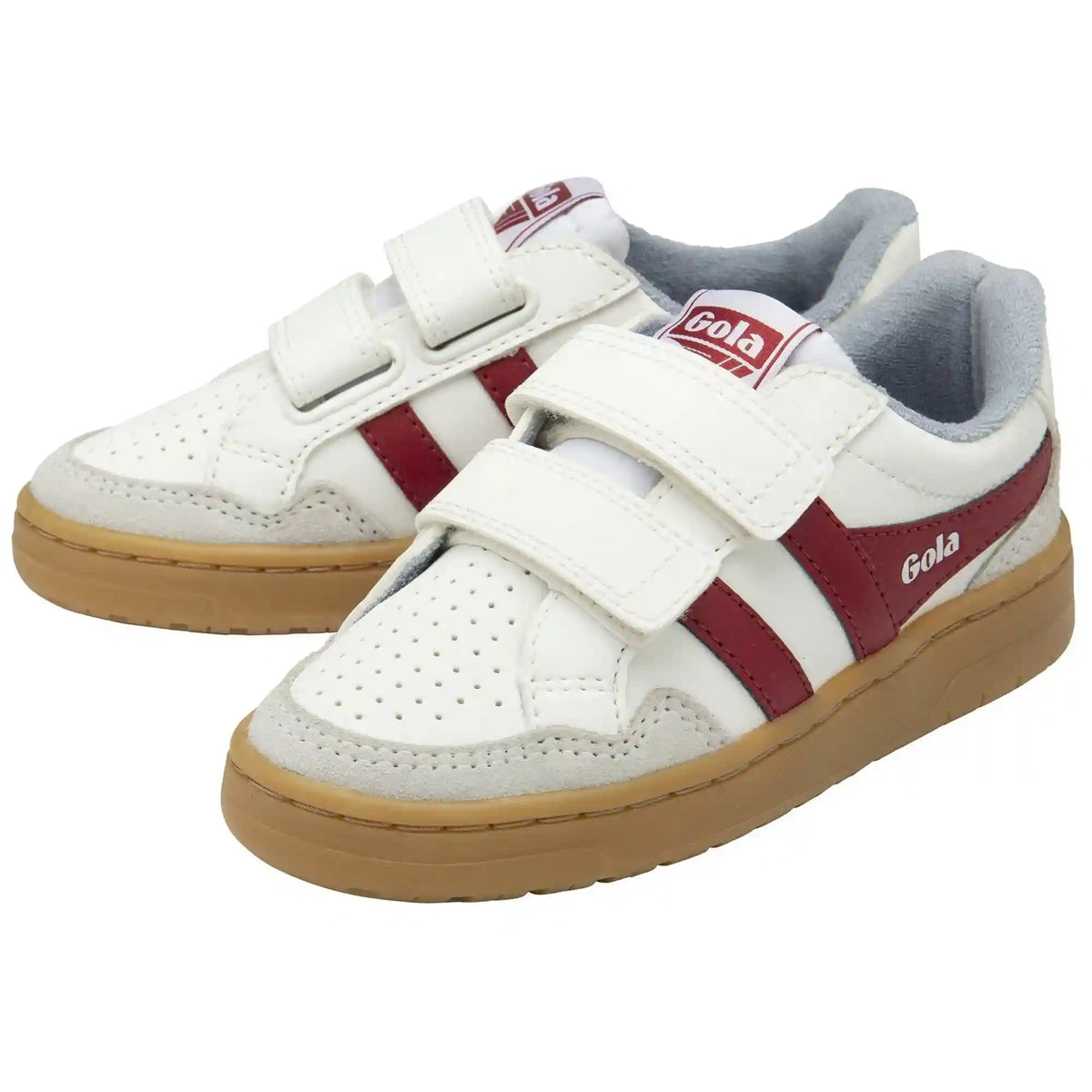 Gola Classics Kids' Eagle Strap Sneakers - White/Deep Red/Air/Gum