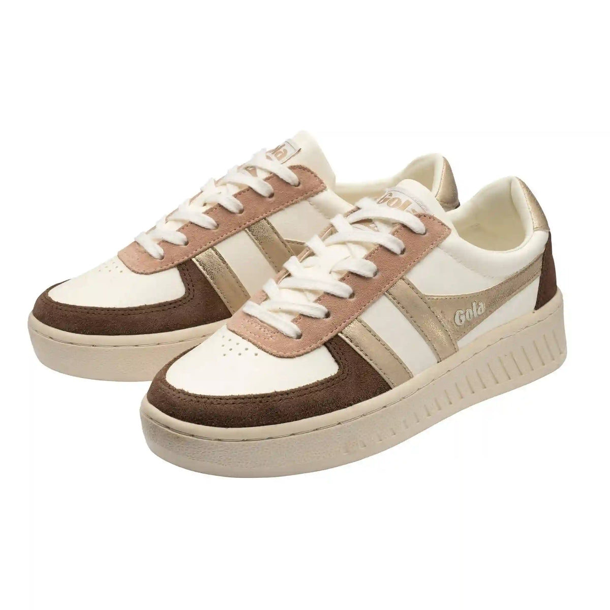 Gola Classics Women's Grandslam Quadrant Sneakers - Off White/Otter/Gold/Dark Brown