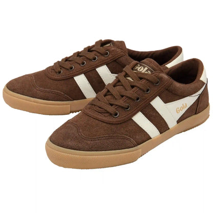 Gola Classics Women's Badminton Suede Plimsoll Sneakers - Dark Brown/Off White/Gum