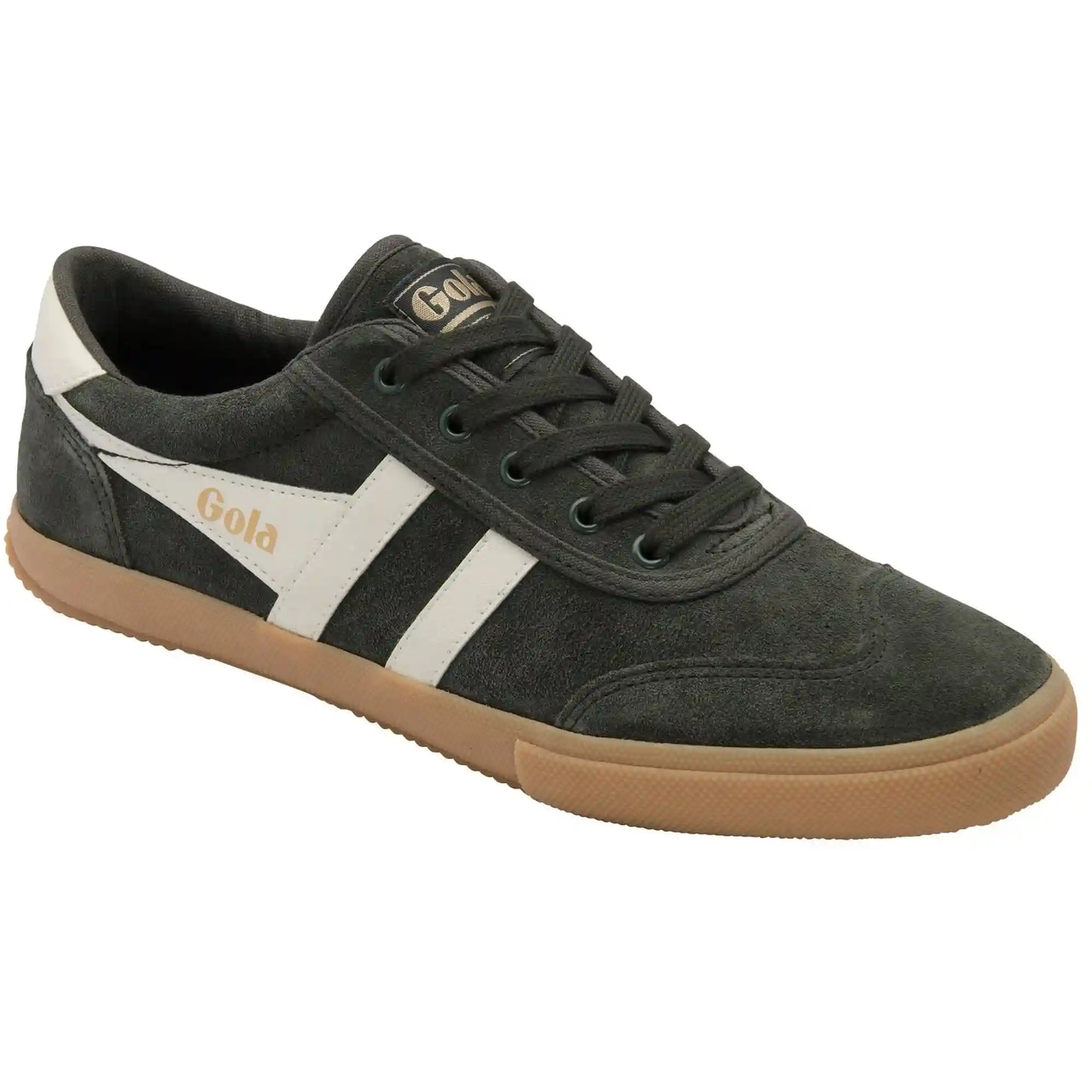 Gola Classics Men's Badminton Suede Plimsoll Sneakers - Dark Khaki/Off White/Gum
