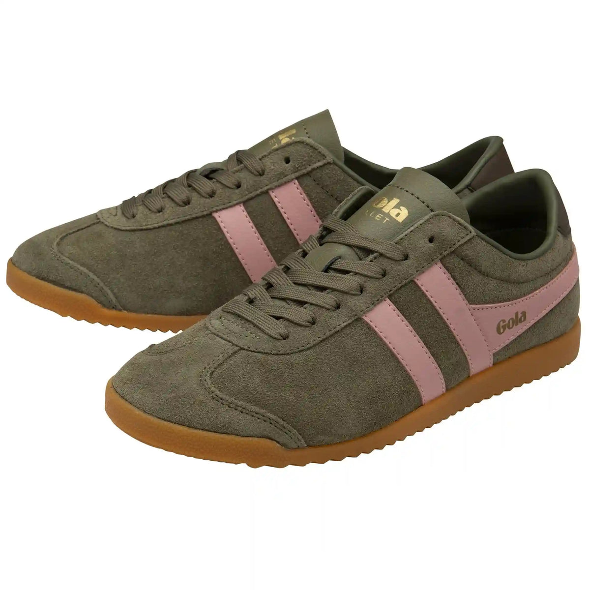 Gola Classics Women's Bullet Suede Sneakers - Khaki/Coral Pink/Dark Brown