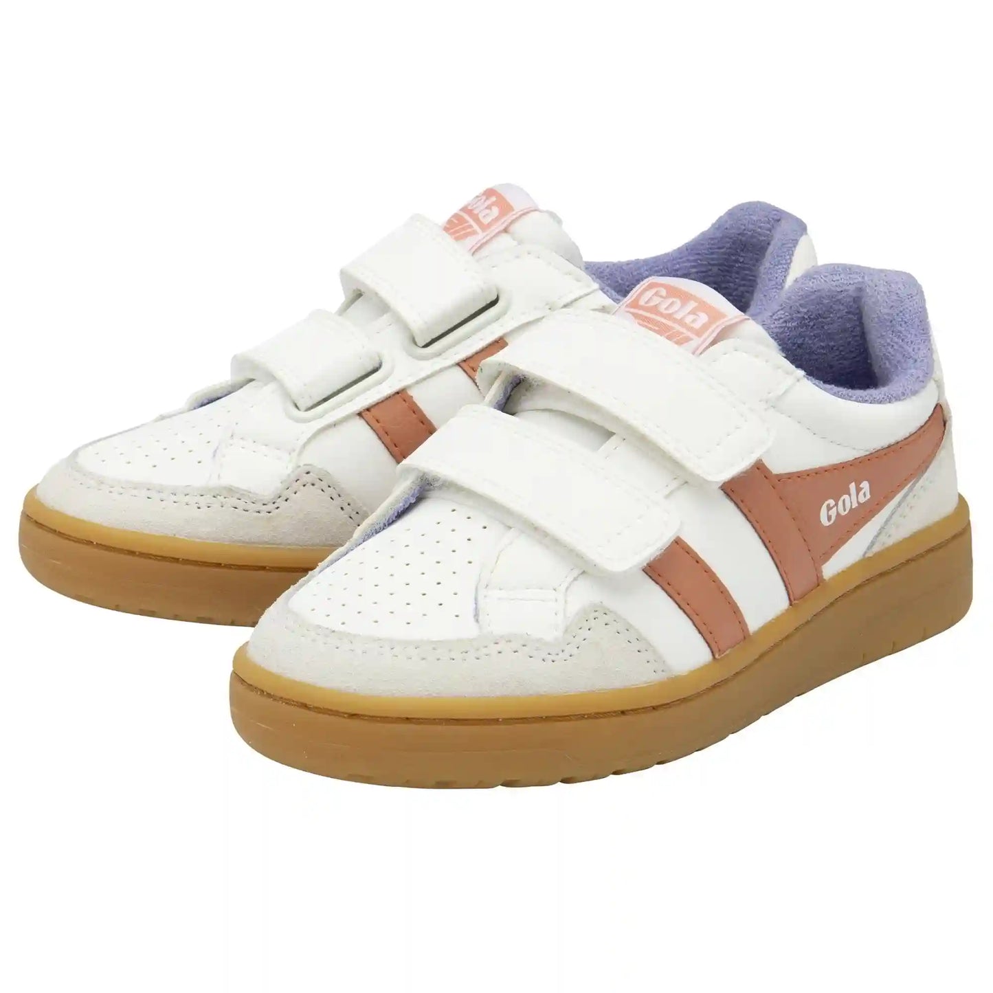 Gola Classics Kids' Eagle Strap Sneakers - White/Terracotta/Wisteria/Gum