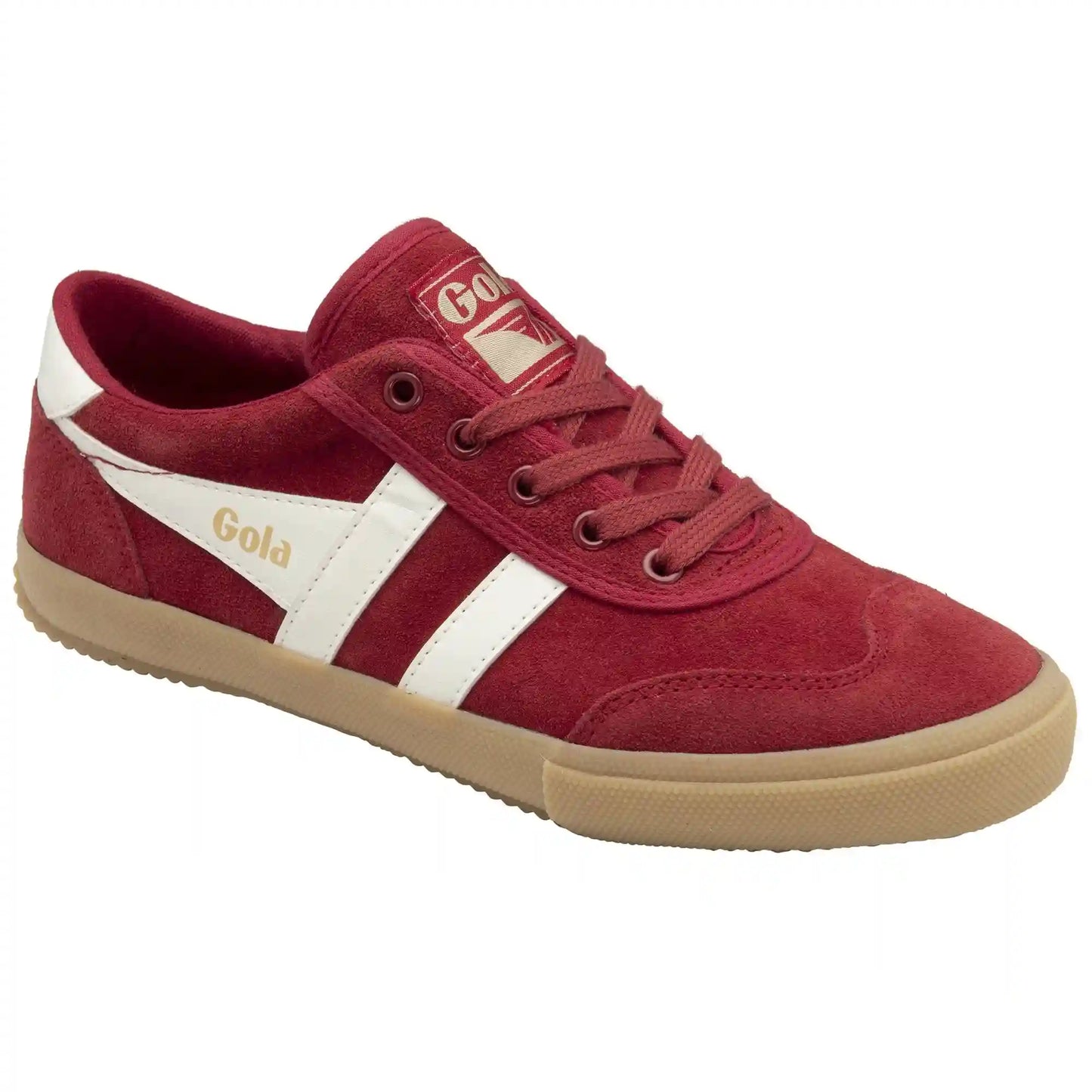 Gola Classics Women's Badminton Suede Plimsoll Sneakers - Deep Red/Off White/Gum