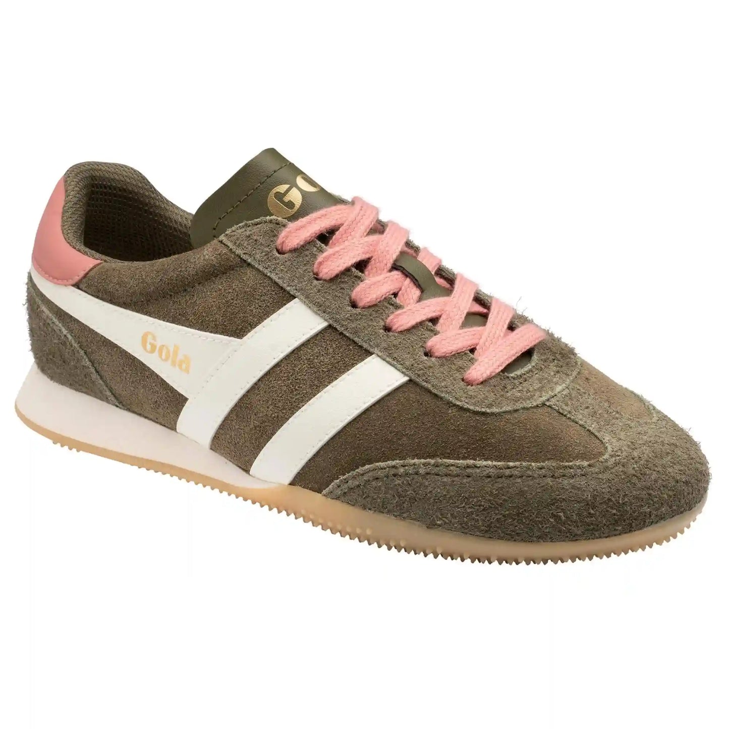 Gola Classics Women's Sprinter Suede Sneakers - Khaki/Off White/Coral Pink