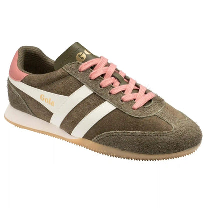 Gola Classics Women's Sprinter Suede Sneakers - Khaki/Off White/Coral Pink