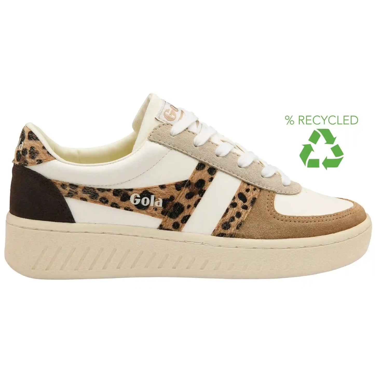 Gola Classics Women's Grandslam Safari Quadrant - Off White/Light Caramel/Leopard/Mocha