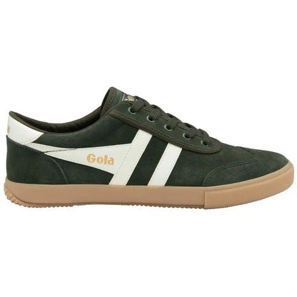 Gola Classics Men's Badminton Suede Plimsoll Sneakers - Dark Khaki/Off White/Gum