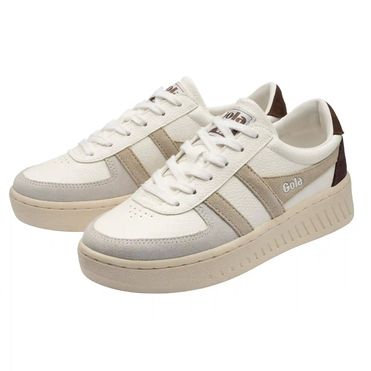 Gola Classics Women's Grandslam Trident Sneakers - White/Wheat/Dark Brown