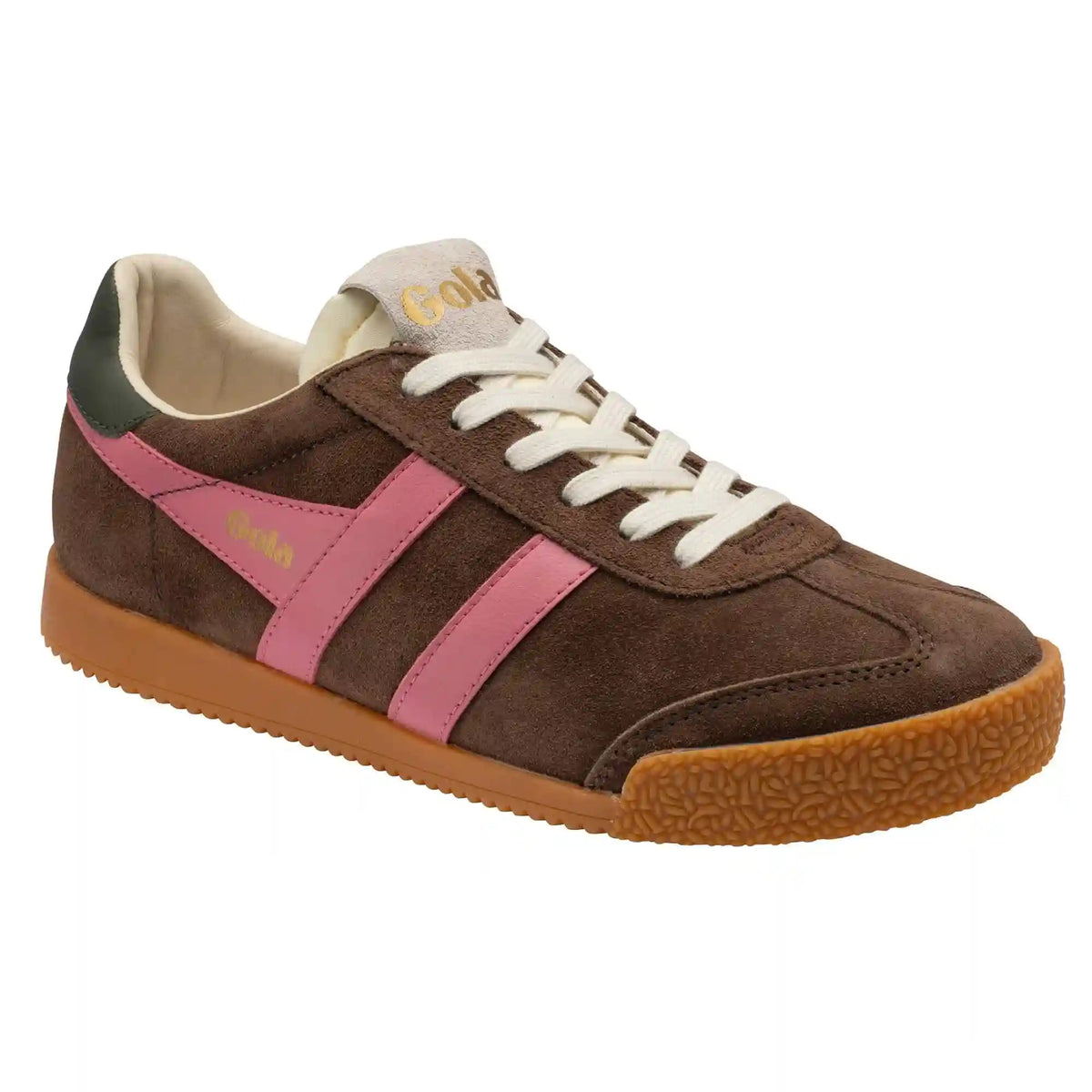 Gola Classics Women's Elan Sneakers - Dark Brown/Fluro Pink/Dark Khaki