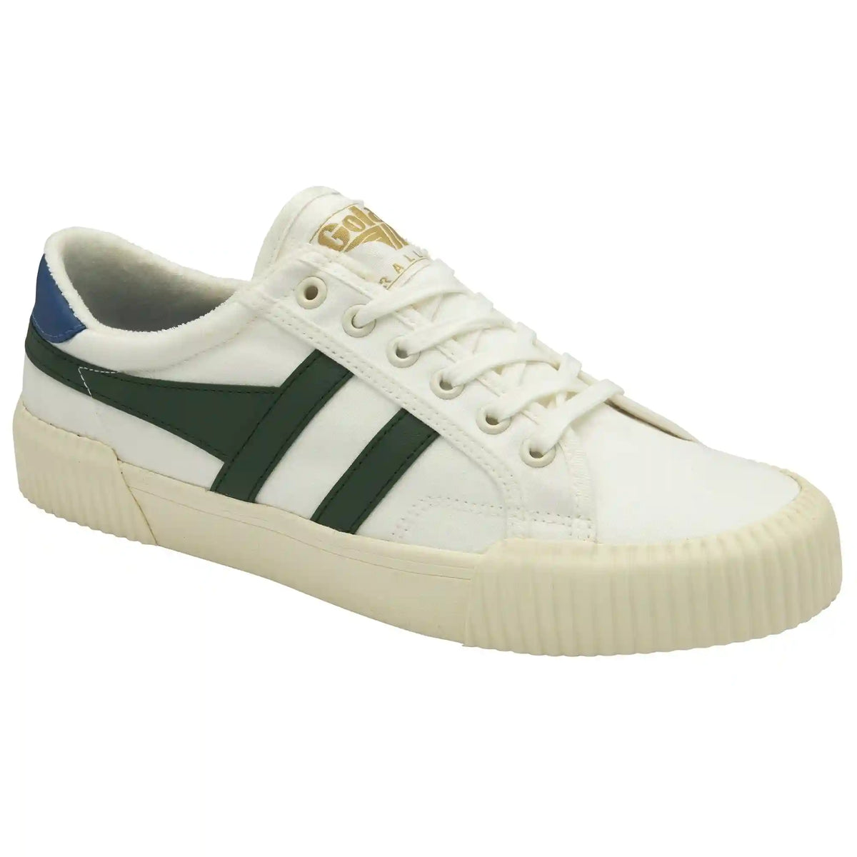 Vegan Gola Classics Men's Rally Plimsoll Sneakers - Off White/Evergreen/Marine Blue