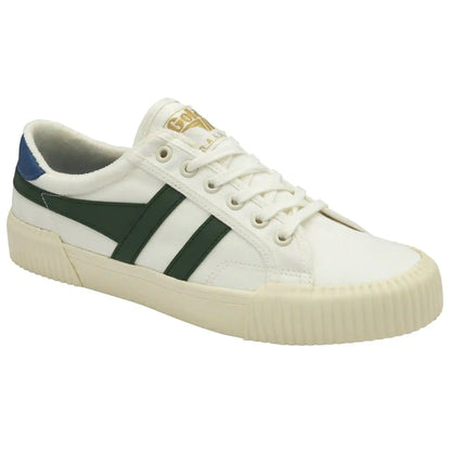 Vegan Gola Classics Men's Rally Plimsoll Sneakers - Off White/Evergreen/Marine Blue