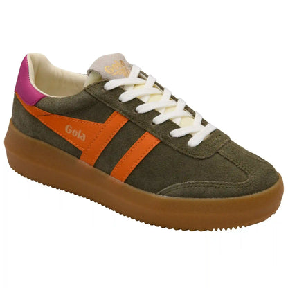 Gola Classics Women's Athena Sneakers - Khaki/Clementine/Fuchsia